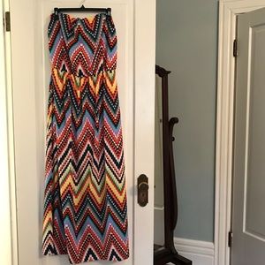 Karlie rainbow strapless maxi dress